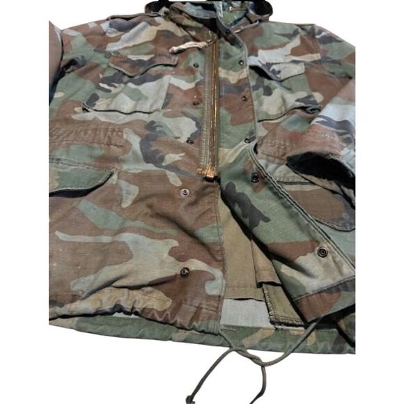 VTG Military Jacket Mens Large Camo M65 Field Coat Cold Weather M81 Woodland R - Picture 4 of 9